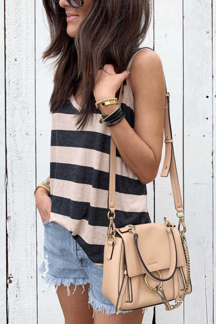 Striped V Neck Tank Top LC2567929-19