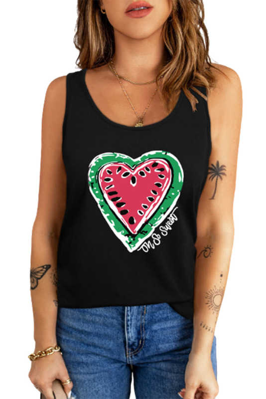 Black Oh So Sweet watermelon Graphic Tank LC2565804-2