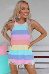 Multicolor Colorblock Knit Tank Top LC2567704-22