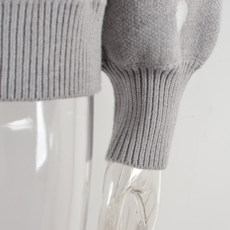 Gray Spots Pattern O Neck Pullover Knit Sweater