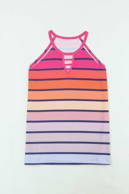 Multicolor Colorful Striped Hollow Out Camisole LC2566286-22
