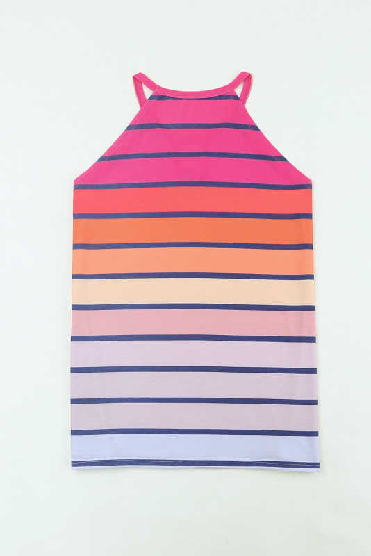 Multicolor Colorful Striped Hollow Out Camisole LC2566286-22