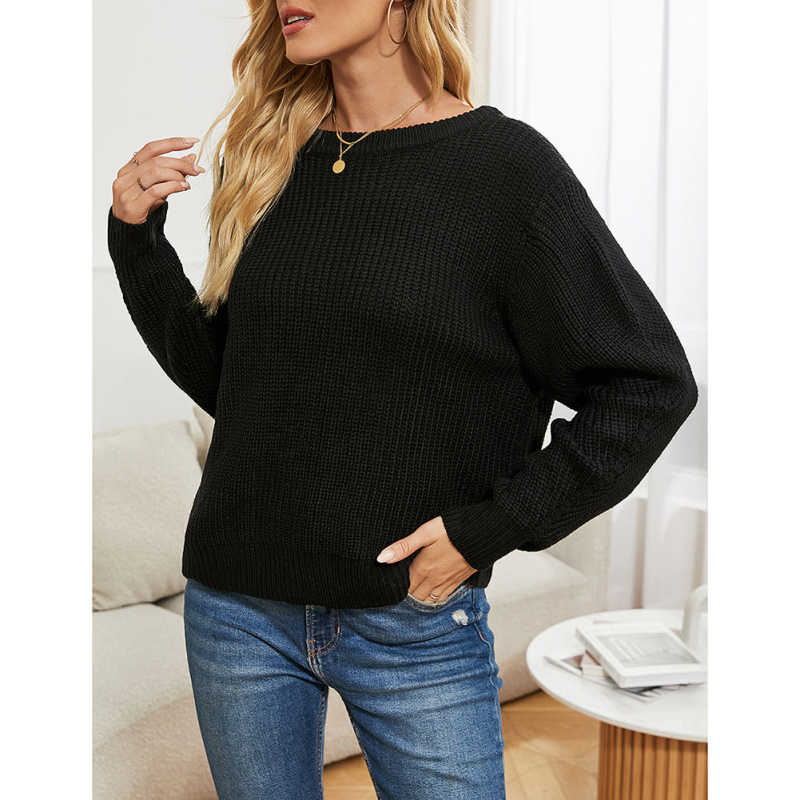 Black Button Front Double Wear Knit Cardigan TQF281013-2