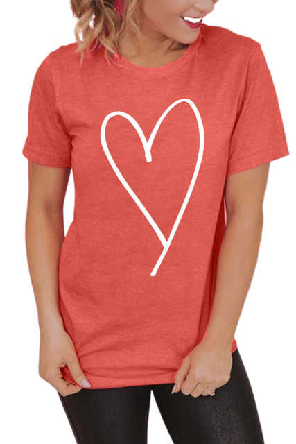 Valentine Heart Shape Print Tee LC25213728-3