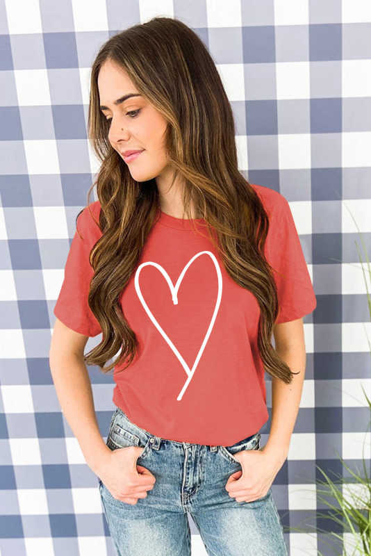 Valentine Heart Shape Print Tee LC25213728-3