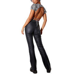 Khaki Zebra Print Short Sleeve Crop Top TQK210696-21