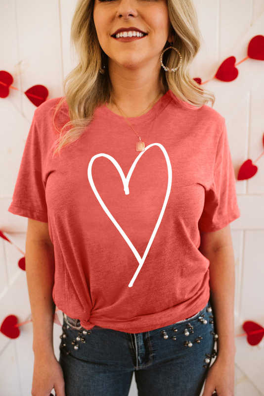 Valentine Heart Shape Print Tee LC25213728-3
