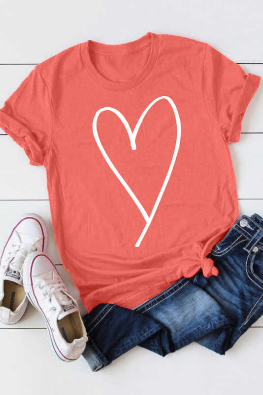 Valentine Heart Shape Print Tee LC25213728-3