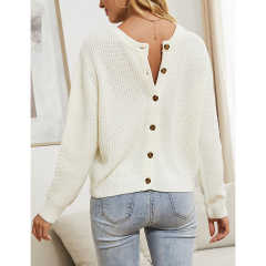 White Button Front Double Wear Knit Cardigan TQF281013-1