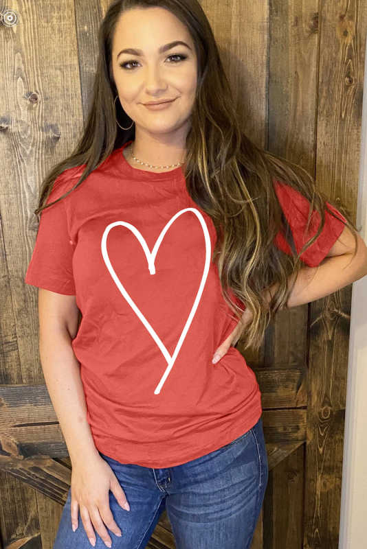 Valentine Heart Shape Print Tee LC25213728-3