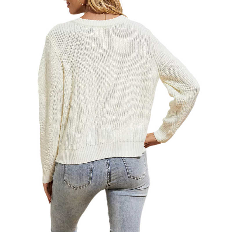 White Button Front Double Wear Knit Cardigan TQF281013-1