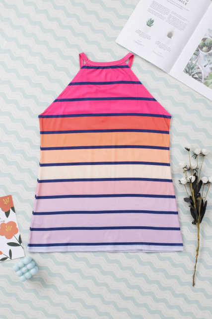 Multicolor Colorful Striped Hollow Out Camisole LC2566286-22