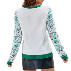 Green Holloween Pullover Smile Pattern Knit Sweater