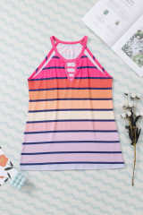 Multicolor Colorful Striped Hollow Out Camisole LC2566286-22