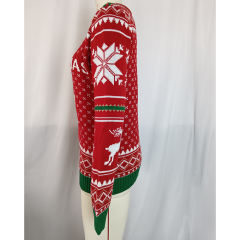 Red Embroidery Letter Pattern Knit Sweater