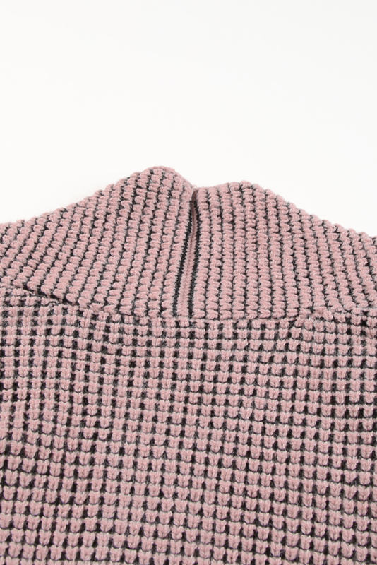 Pink Waffle Knit Pocketed Duster Cardigan