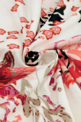 Red Floral Short Sleeve Round Neck Blouse