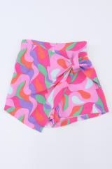 Rose Twisted Geometric Print High Waist Casual Shorts