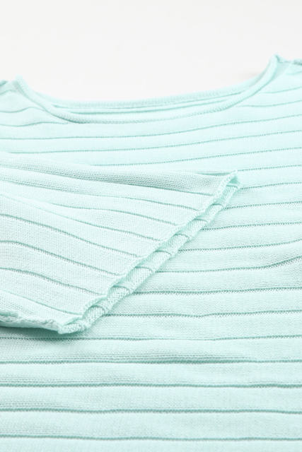 Green Exposed Seam Ribbed Knit Dolman Top