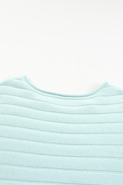 Green Exposed Seam Ribbed Knit Dolman Top
