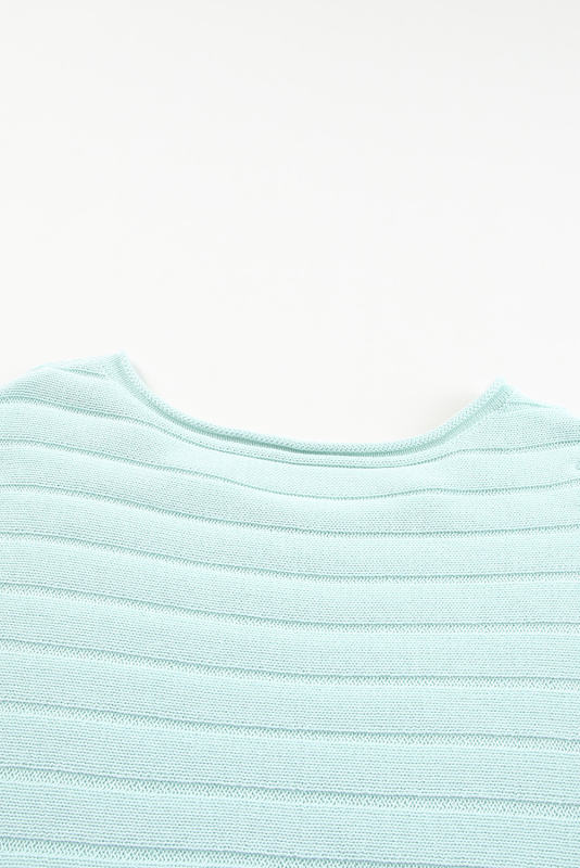 Green Exposed Seam Ribbed Knit Dolman Top