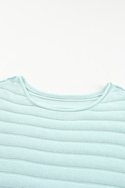 Green Exposed Seam Ribbed Knit Dolman Top