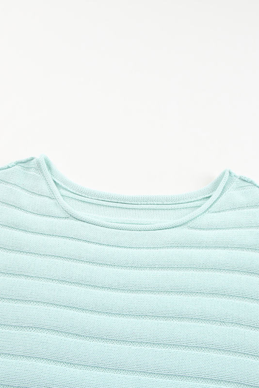 Green Exposed Seam Ribbed Knit Dolman Top