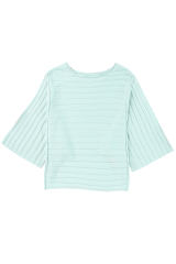 Green Exposed Seam Ribbed Knit Dolman Top