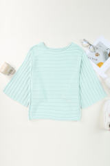 Green Exposed Seam Ribbed Knit Dolman Top