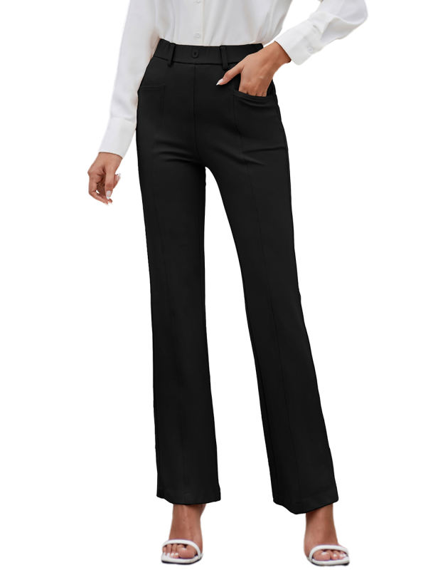 Black Extra Long High Waist Flare Pants with Pockets