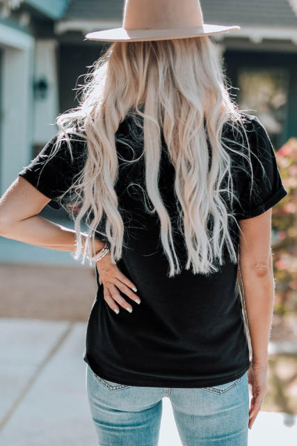 Black Happy Halloween Skull Dancing Graphic Tee