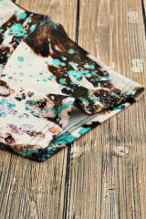 Green Bleached Western Print Blank Graphic T Shirt LC25220324-9