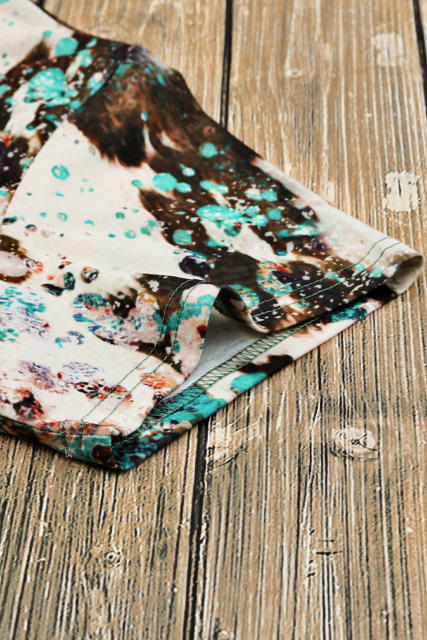 Green Bleached Western Print Blank Graphic T Shirt LC25220324-9