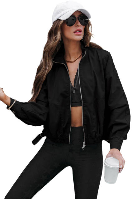Black Solid Full Zipped Jacket LC8512802-2
