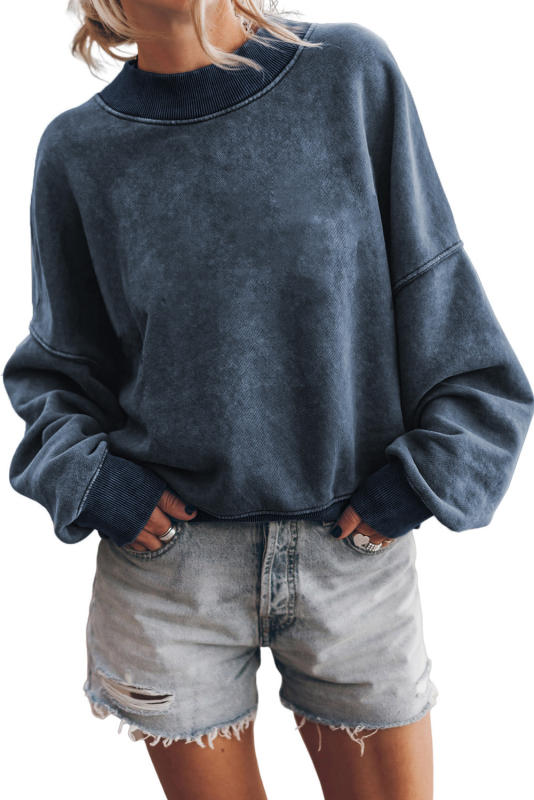 Sky Blue Drop Shoulder Crew Neck Pullover Sweatshirt LC25314590-4
