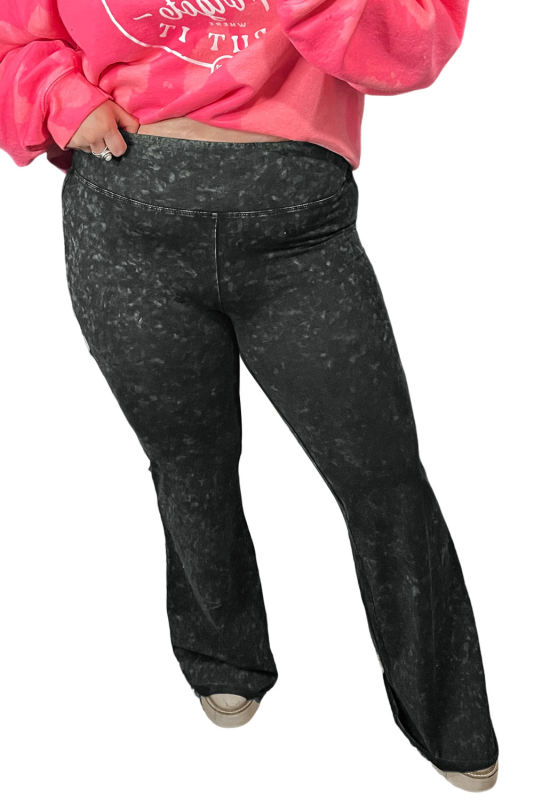 Gray Plus Size High Waist Slim Fit Flare Pants PL771133-11