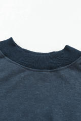 Sky Blue Drop Shoulder Crew Neck Pullover Sweatshirt LC25314590-4
