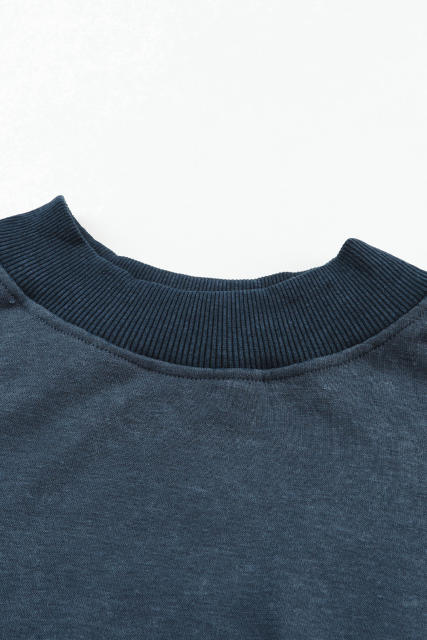 Sky Blue Drop Shoulder Crew Neck Pullover Sweatshirt LC25314590-4