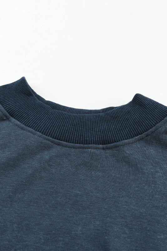 Sky Blue Drop Shoulder Crew Neck Pullover Sweatshirt LC25314590-4