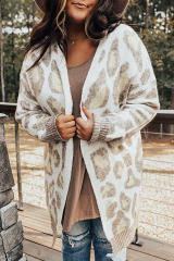 Beige Plus Size Leopard Pattern Cardigan PL271032-15