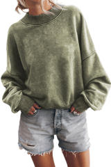 Green Drop Shoulder Crew Neck Pullover Sweatshirt LC25314590-9