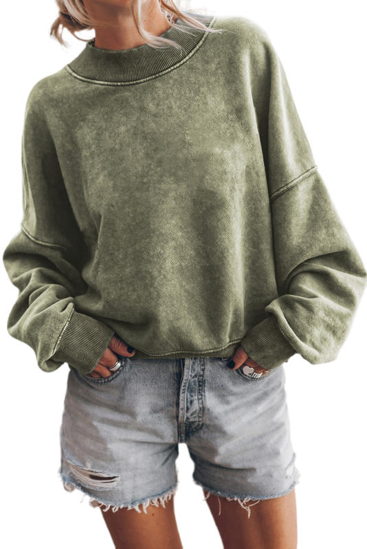 Green Drop Shoulder Crew Neck Pullover Sweatshirt LC25314590-9