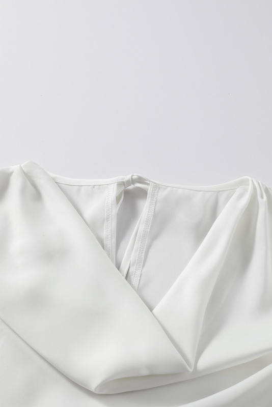 White Cowl Neck Long Sleeve Elegant Blouse LC25122548-1