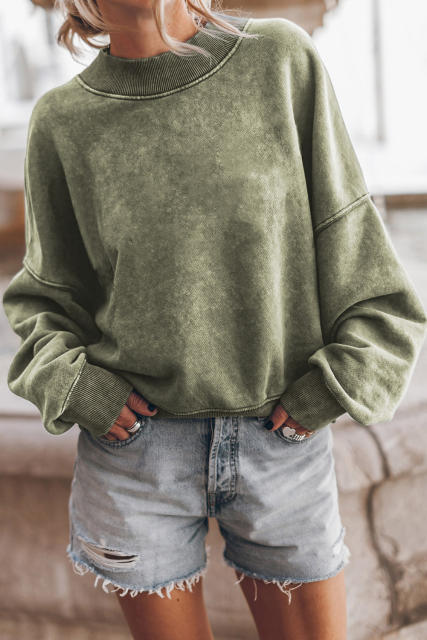 Green Drop Shoulder Crew Neck Pullover Sweatshirt LC25314590-9