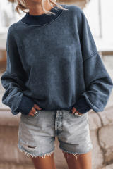 Sky Blue Drop Shoulder Crew Neck Pullover Sweatshirt LC25314590-4