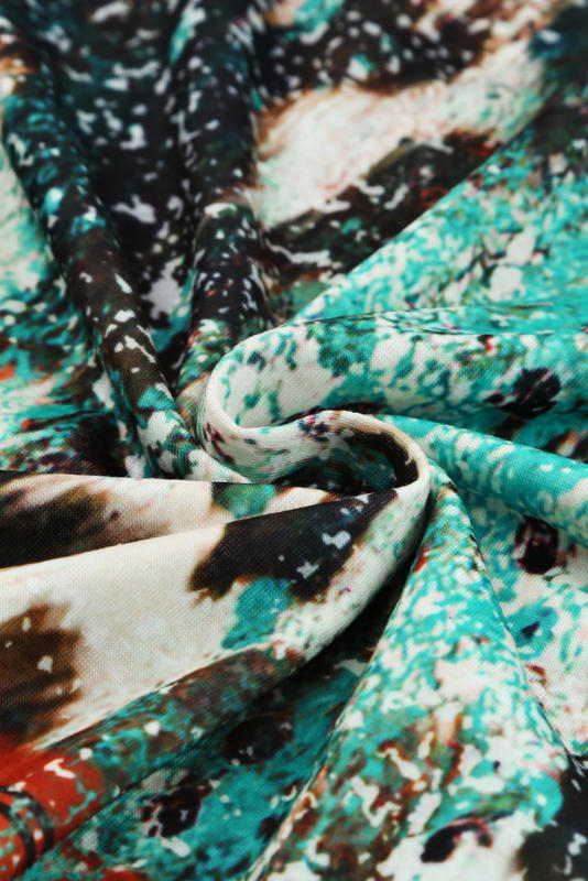 Green Bleached Western Print Blank Graphic T Shirt LC25220324-9