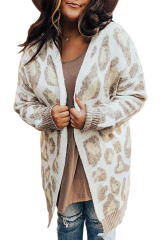 Beige Plus Size Leopard Pattern Cardigan PL271032-15