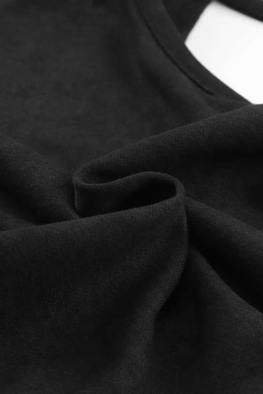 Black Acid Wash V-shape Open Back Sweatshirt LC25314578-2