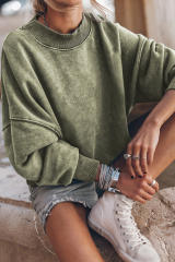Green Drop Shoulder Crew Neck Pullover Sweatshirt LC25314590-9