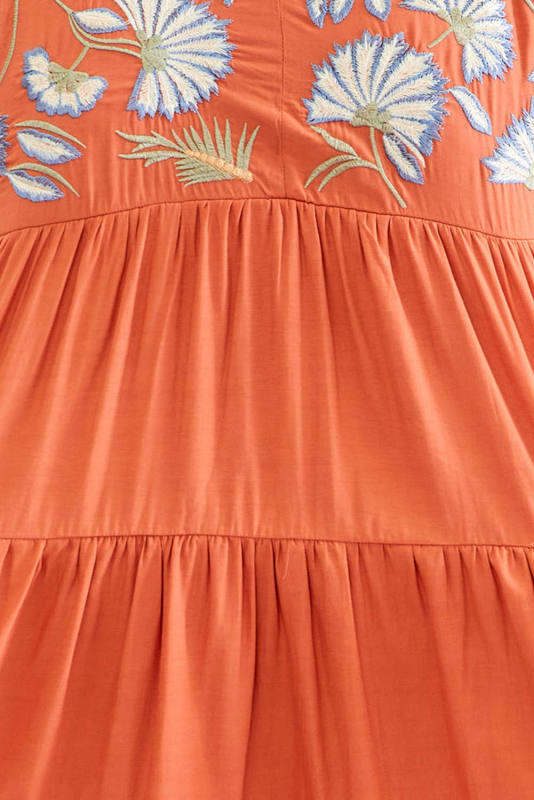 Orange Embroidered Tiered Ruffle Dress PL61945-14